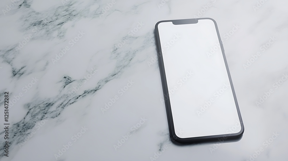 Aufkleber a smartphone mockup with a white screen displayed flat, ideal for showcasing apps or designs.