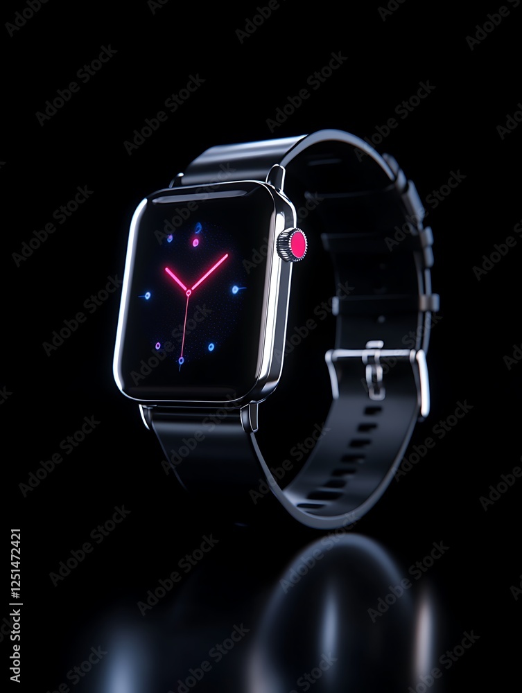 Leinwandbilder futuristic smartwatch displaying a holographic interface in a modern design setting.
