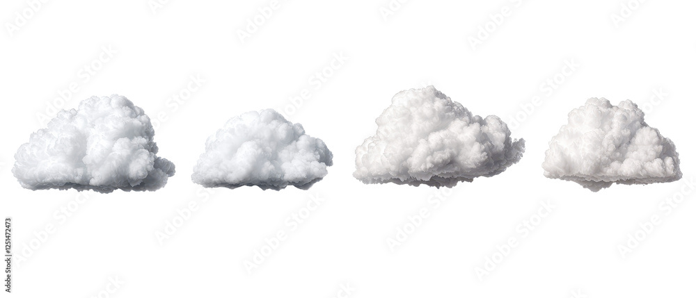Aufkleber fluffy clouds in various shapes and sizes against transparency background