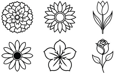 Line art flower, floral vector design