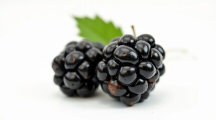 Single Ripe Blackberry Isolated on White Background