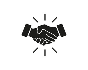 Simple Handshake icon vector, agreement, shake hand icon drawing in black and white.