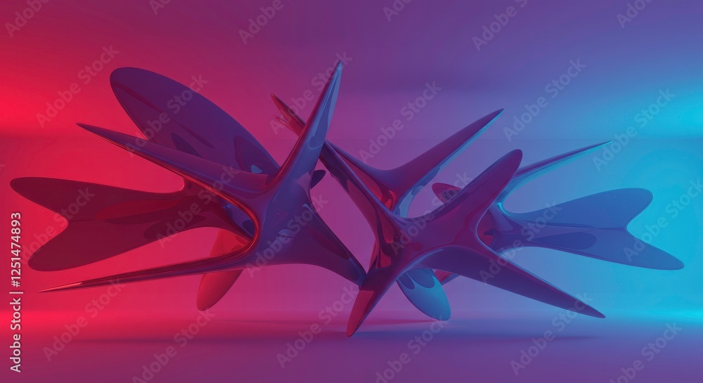Aufkleber abstract geometric forms: a mesmerizing composition of vibrant, iridescent geometric shapes, illumin
