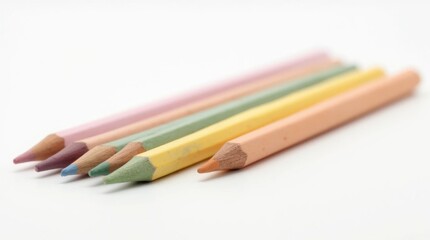 Pastel Colored Pencils Isolated on White Background