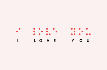 I Love You in Braille script graphic design 
