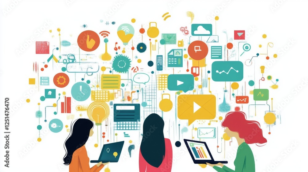Poster digital technology, internet network connection, big data, digital marketing iot internet of things.