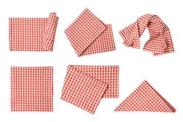 Red checked tablecloth set isolated on transparent background