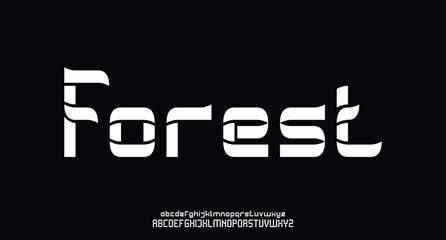 Forest, Futuristic abstract modern techno font, abstract geometric sci fi bold display letter set, Future clean modern monospaced typeface
