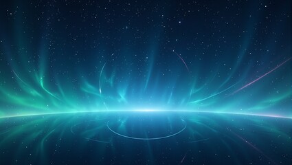 Obraz premium Majestic aurora borealis in deep blue sky ethereal green and pink lights swirling enchantingly in a circular formation