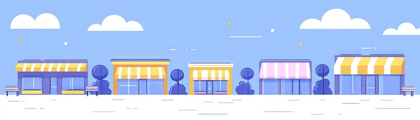 Simple Shop Row Under Clear Sky