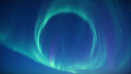 Captivating aurora borealis in midnight sky vibrant greens and purples surrounding empty circle