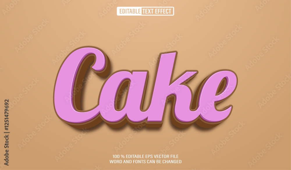 Poster editable 3d text style effect - cake text effect template