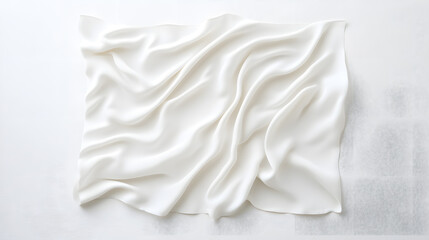 Obraz premium Piece of white silk sheet textile, light drapery, top view, on a white background