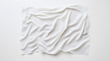 Obraz premium Piece of white silk sheet textile, light drapery, top view, on a white background