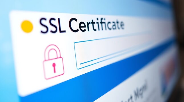 Close-Up of Browser Window with SSL Certificate &ndash; HTTPS Security Concept,  ssl lock, ssl padlock, website design, ssl badge, ssl shield,  SSL connection

