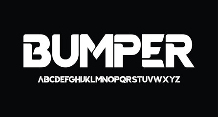 Bumper, Futuristic abstract modern techno font, abstract geometric sci fi bold display letter set, Future clean modern monospaced typeface
