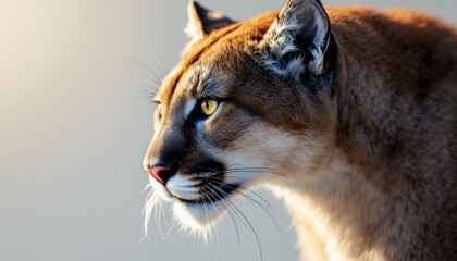 Fototapeta premium Cougar Portrait Profile with Sharp Gaze and Detailed Fur Texture