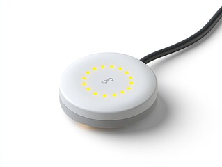 Modern Electronic Device with Circular LED Display on a Clean White Background