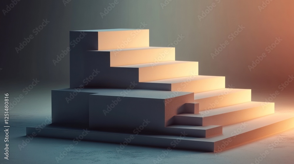 Poster abstract staircase structure: minimalist 3d render