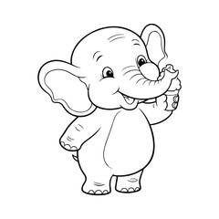 Obraz premium Cute baby elephant cartoon outline illustration.