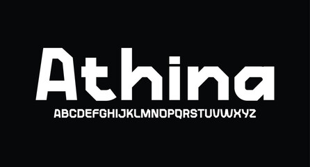 Athina, Futuristic abstract modern techno font, abstract geometric sci fi bold display letter set, Future clean modern monospaced typeface
