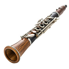 Obraz premium Rare clarinet flute illustration isolated on white background.. Metallic musical instruments on white .