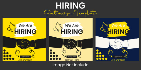 Fototapeta premium We are hiring job vacancy web banner and social media post template We Are Hiring Banner for Businesses.Hiring Now Social Media Post Design, We are hiring job vacancy square web banner.