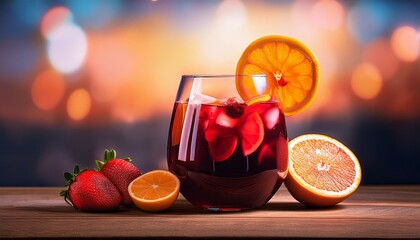 glass of sangria, AI generated