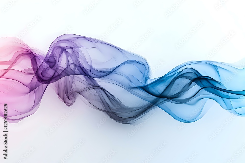Aufkleber ethereal flowing smoke waves in pink and blue gradient colors create dynamic abstract art compositio