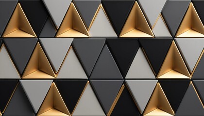 3d style royalistic european seamless pattern reef gold grey black geometric triangular shapes abstract luxury modern elegant texture metallic glossy symmetry decorative futuristic wallpaper backgroun