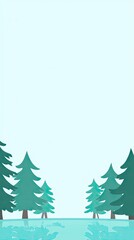 Obraz premium Winter forest landscape illustration, light blue sky, use for children's book illustration or educational material