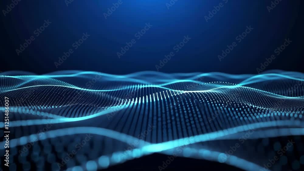 Poster blue abstract waveform data flow