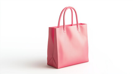 Empty shopping pink bag with Handles for branding , on white background. Mockup for design ,