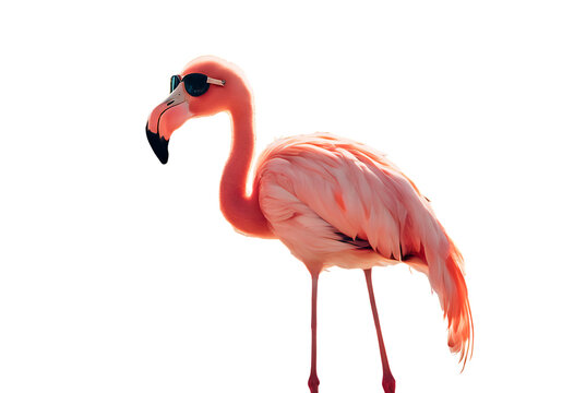 fun sunset sun trees flamingo leghorn concept summer holiday hat sunlight funny straw sunglasses pink water leaf wearing bird natural sunny ocean palm beach nature sand happy card sea hot background