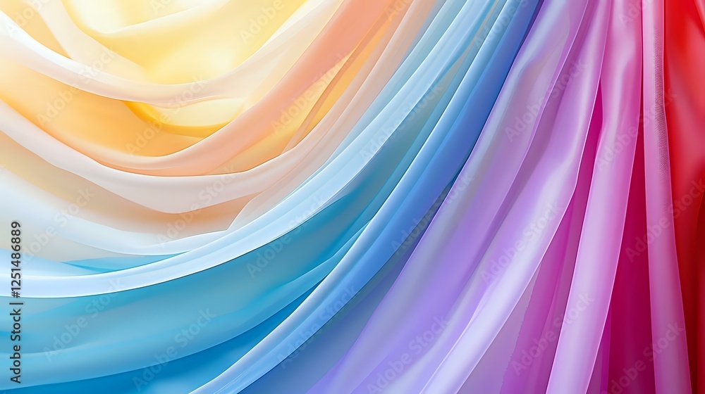 Aufkleber flowing rainbow colored fabric waves creating smooth curved lines and gentle folds in pastel and vib