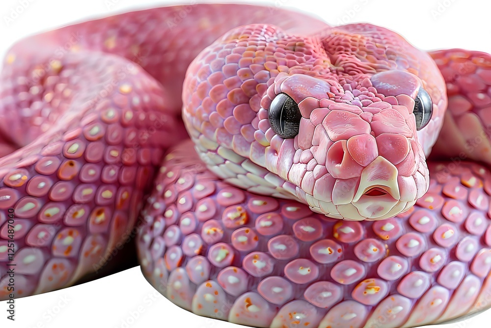 Poster pink scaled snake with iridescent scales in macro photography showing detailed texture and patterns,