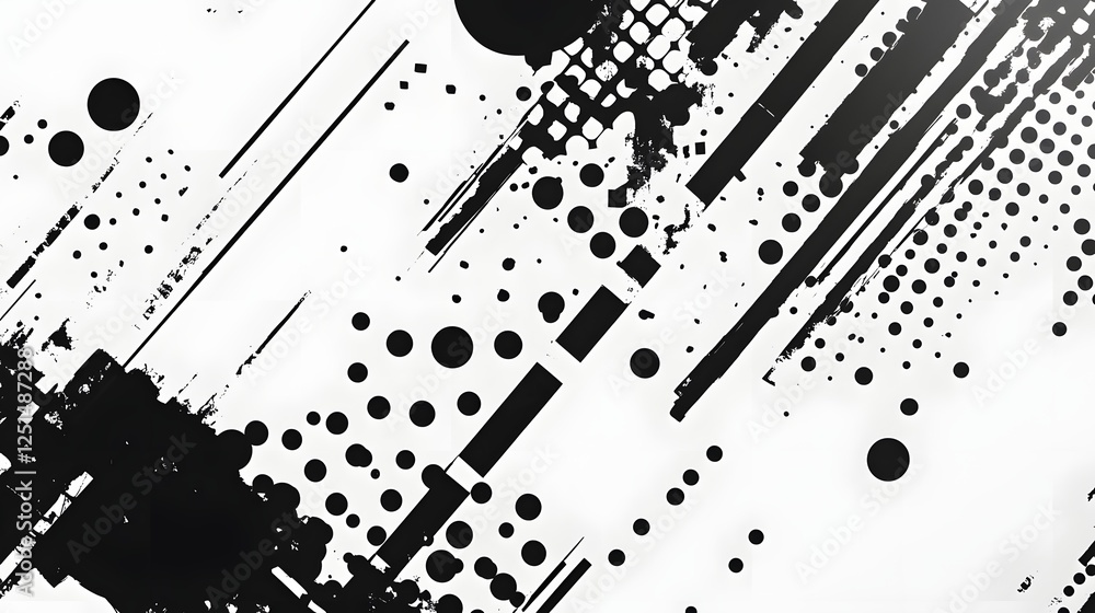 Leinwandbilder abstract geometric monochrome explosion of shapes and patterns