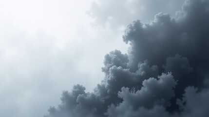 Fototapeta premium Amidst the misty clouds, the world fades into an ethereal gray.