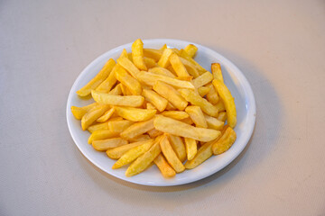 French fries Snack food crispy potato . Fast food or  snacks concept. Patates cips. Patates kizartmasi.