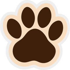 Brown Paw Print with White Outline Design