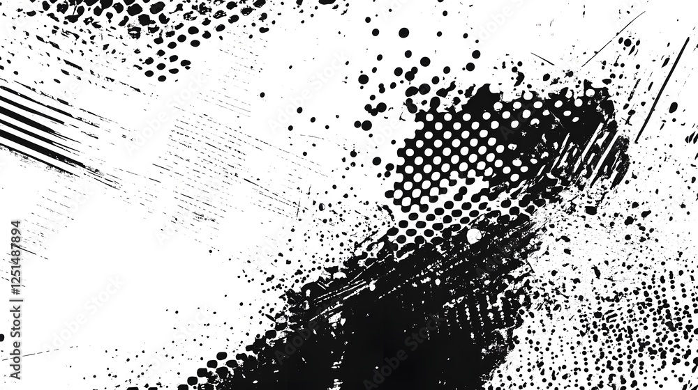 Aufkleber abstract grunge texture with monochrome splatter and geometric elements