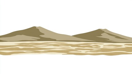 Fototapeta premium Desert mountainscape, horizon, tranquil view, landscape art, illustration