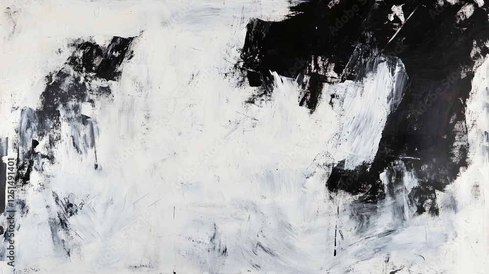 Aufkleber Abstract Monochrome Painting with Dynamic Brush Strokes and Moody Atmosphere