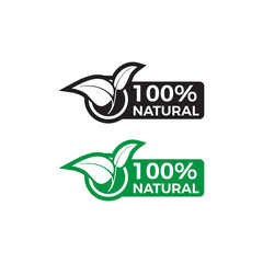 100% Natural icon and organic Product Vector sticker. Healthy Food Emblem. Organic food Badge.