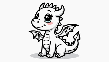 Cute cartoon dragon smiling with tiny wings