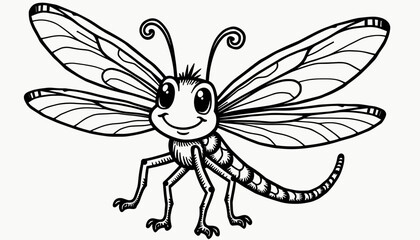 Obraz premium Happy cartoon insect on white background