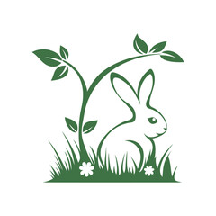 a rabbit with long ears that transform into leafy stems