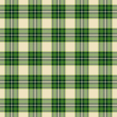 Plaid with twill weave repeat pattern.Gingham seamless pattern in green and beige.Checkered tartan Geometric graphic vector illustration background design for fabric and prints.