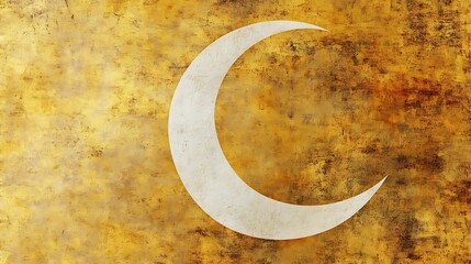 Crescent Moon on Golden Textured Background