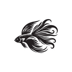 Black Color Flying Fish silhouette design Vector Illustration, Solid White Background (7).eps